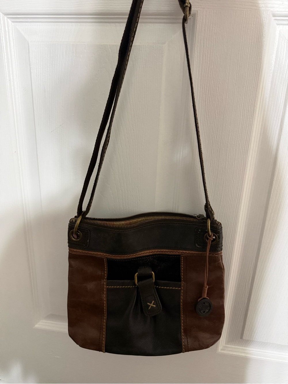 The Sak Two-Tone Brown Leather Crossbody Bag -